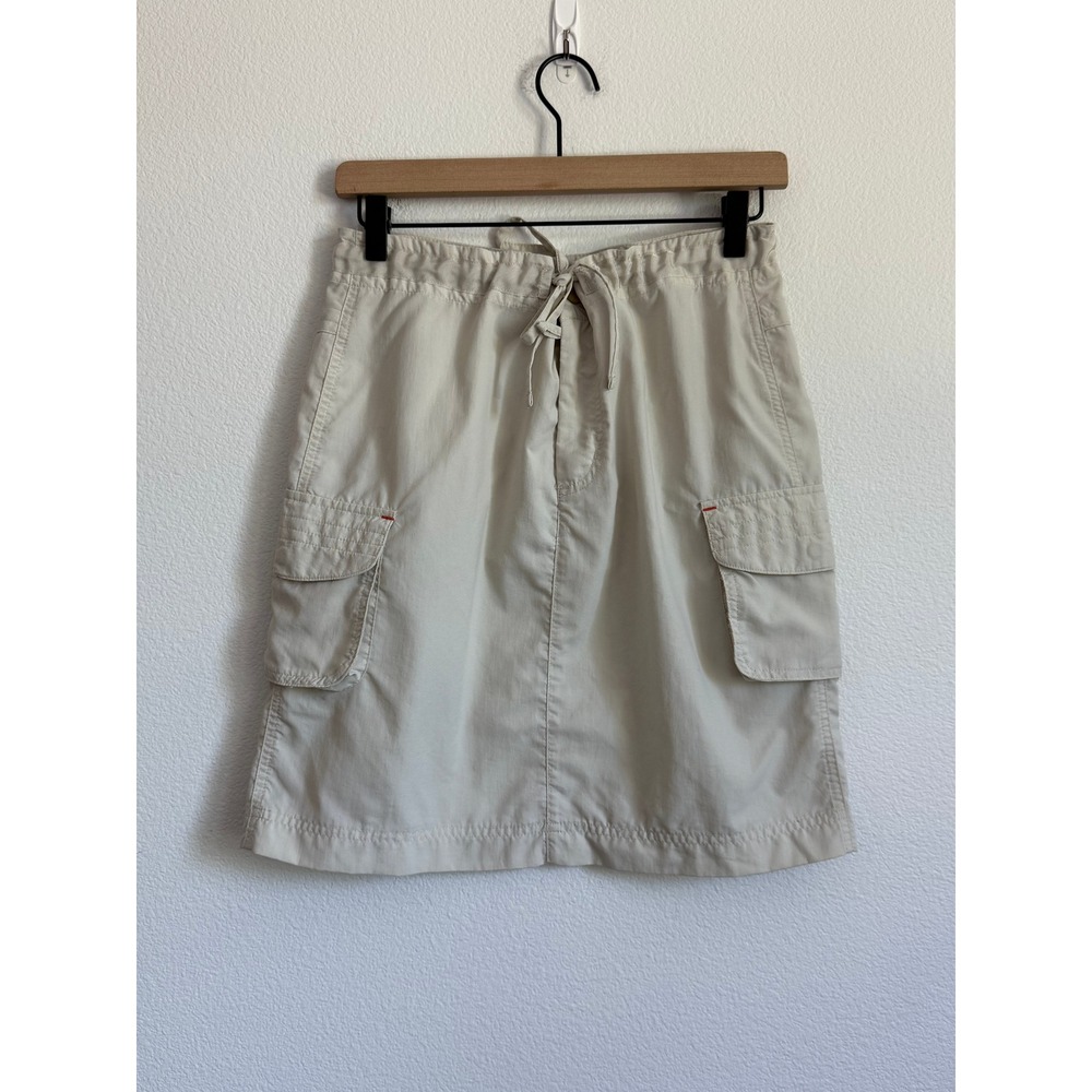 VTG Columbia Cargo Mini Skirt Beige Nylon Granolacore Hiking Utility Gorpcore S